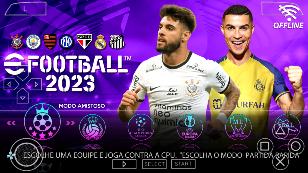 EFOOTBALL PES 2023 PPSSPP BRASILEIRÃO A+B E EUROPEUS + COPA DO