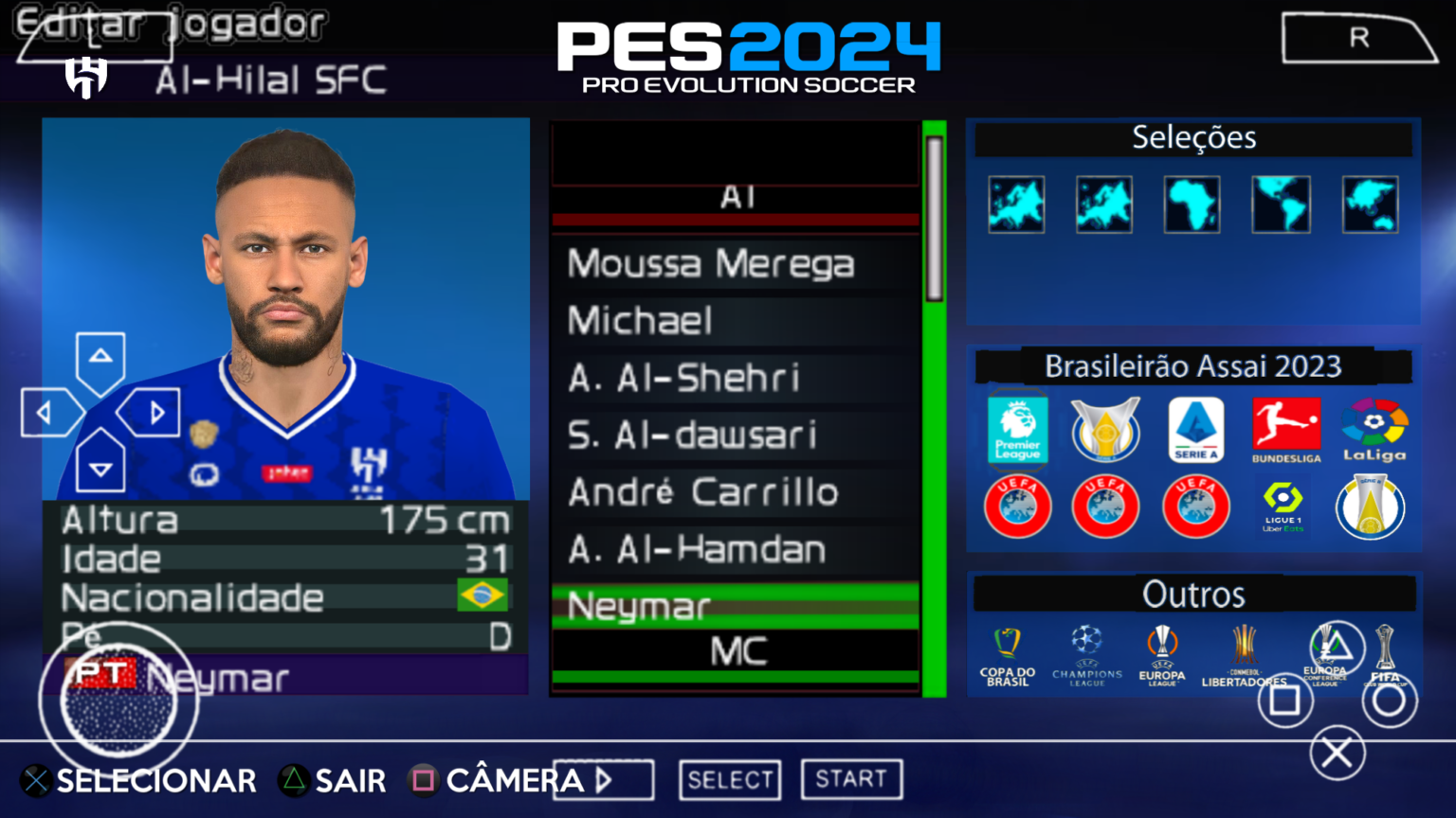 EFOOTBALL PES 2024 PPSSPP BRASILEIRÃO E EUROPEUS ATUALIZADO COM TIMES